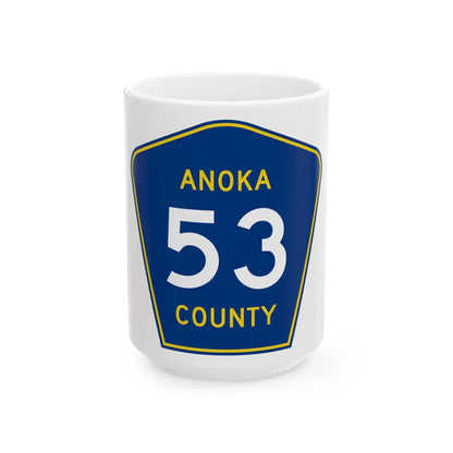 Anoka County 53 (Minnesota) (Road Sign) White Coffee Mug 15oz - Go Mug Yourself