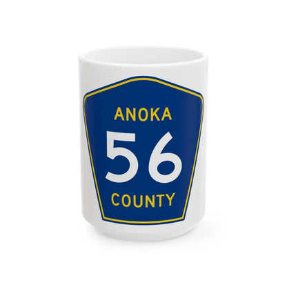 Anoka County 56 (Minnesota) (Road Sign) White Coffee Mug 15oz - Go Mug Yourself