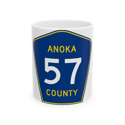 Anoka County 57 (Minnesota) (Road Sign) White Coffee Mug 11oz - Go Mug Yourself