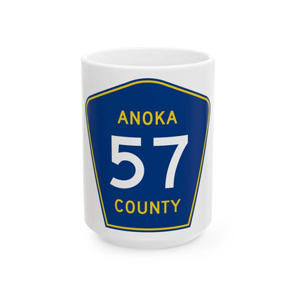 Anoka County 57 (Minnesota) (Road Sign) White Coffee Mug 15oz - Go Mug Yourself
