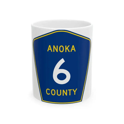 Anoka County 6 (Minnesota) (Road Sign) White Coffee Mug 11oz - Go Mug Yourself