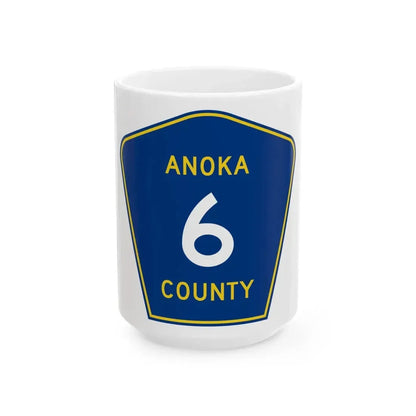 Anoka County 6 (Minnesota) (Road Sign) White Coffee Mug 15oz - Go Mug Yourself