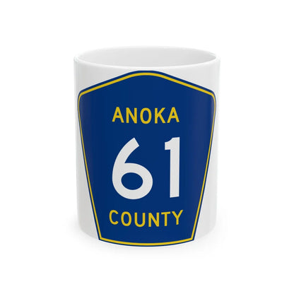 Anoka County 61 (Minnesota) (Road Sign) White Coffee Mug 11oz - Go Mug Yourself