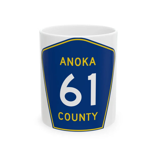 Anoka County 61 (Minnesota) (Road Sign) White Coffee Mug 11oz - Go Mug Yourself