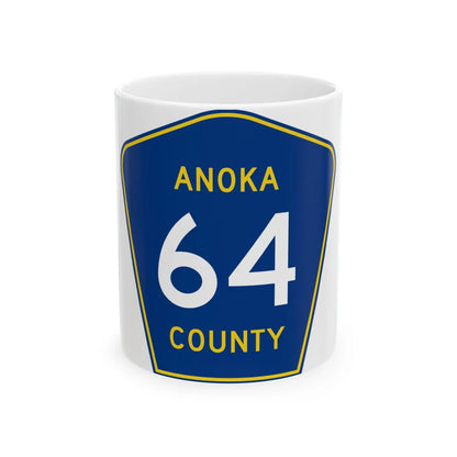 Anoka County 64 (Minnesota) (Road Sign) White Coffee Mug 11oz - Go Mug Yourself