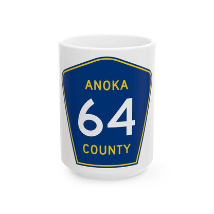 Anoka County 64 (Minnesota) (Road Sign) White Coffee Mug 15oz - Go Mug Yourself