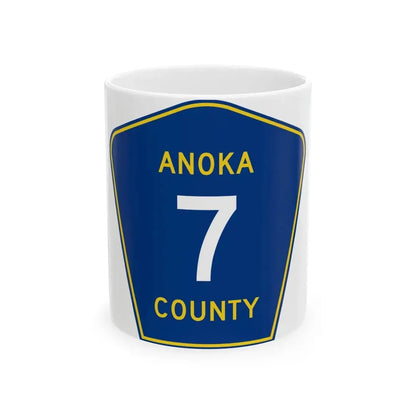 Anoka County 7 (Minnesota) (Road Sign) White Coffee Mug 11oz - Go Mug Yourself
