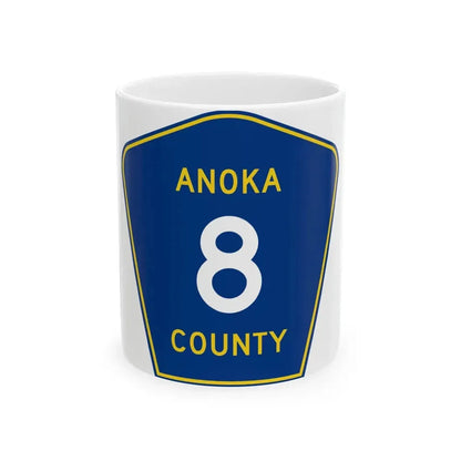Anoka County 8 (Minnesota) (Road Sign) White Coffee Mug 11oz - Go Mug Yourself