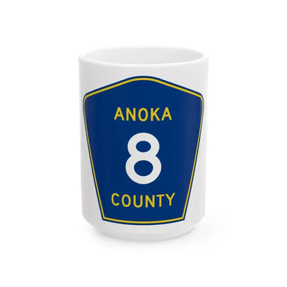 Anoka County 8 (Minnesota) (Road Sign) White Coffee Mug 15oz - Go Mug Yourself