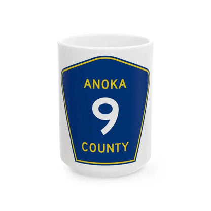 Anoka County 9 (Minnesota) (Road Sign) White Coffee Mug 15oz - Go Mug Yourself
