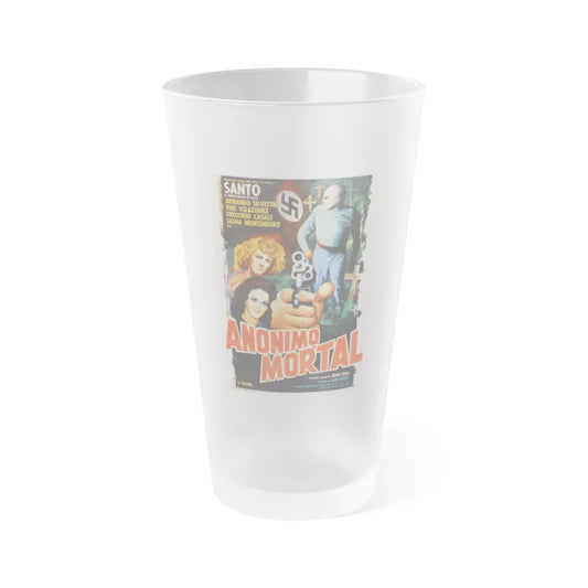 ANONIMOUS DEATH MESSAGE (SANTO) 1975 Movie Poster - Frosted Pint Glass 16oz-Go Mug Yourself