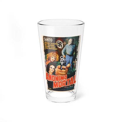 ANONIMOUS DEATH MESSAGE (SANTO) 1975 Movie Poster - Pint Glass 16oz-16oz-Go Mug Yourself