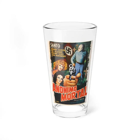 ANONIMOUS DEATH MESSAGE (SANTO) 1975 Movie Poster - Pint Glass 16oz 16oz - Go Mug Yourself