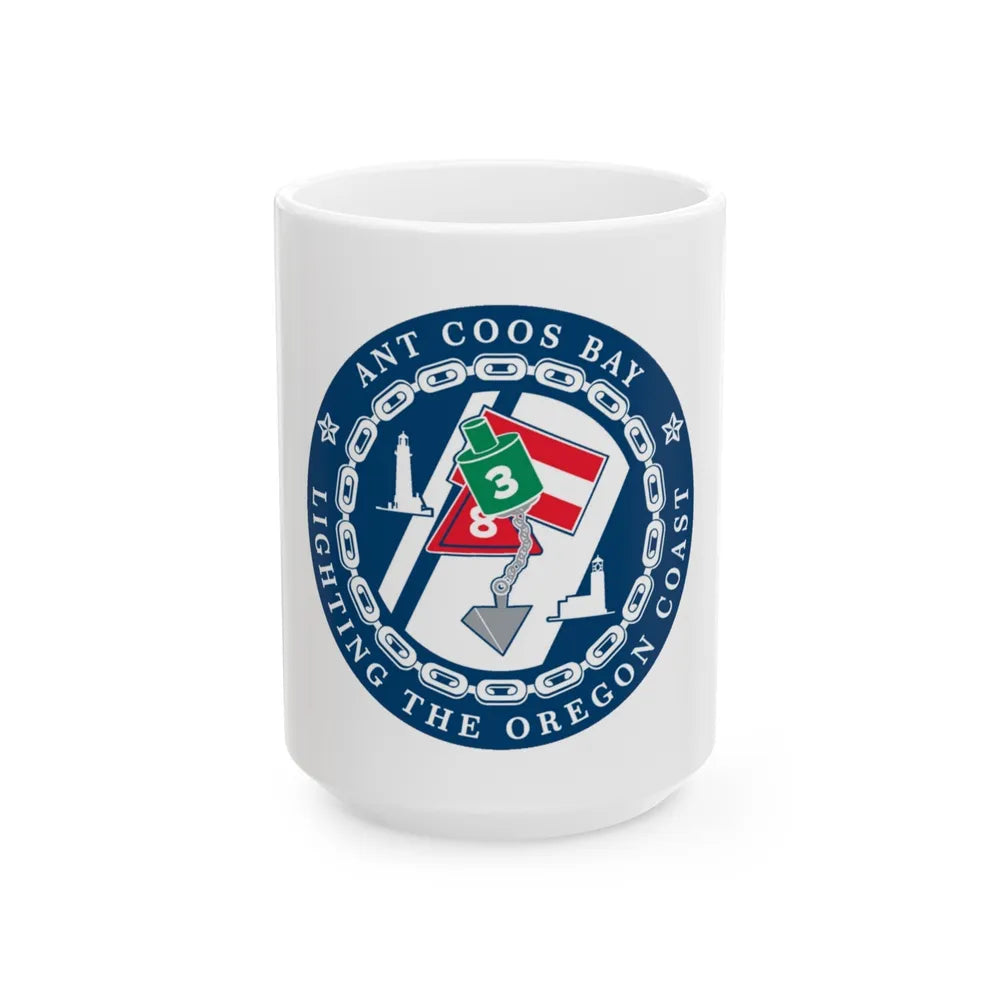 ANT Coos Bay Oregon (U.S. Coast Guard) White Coffee Mug-15oz-Go Mug Yourself