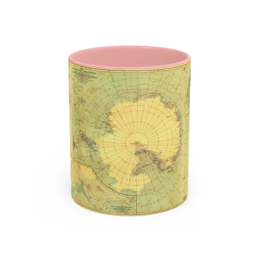 Antarctic Regions (1932) (Map) Accent Coffee Mug-11oz-Pink-Go Mug Yourself