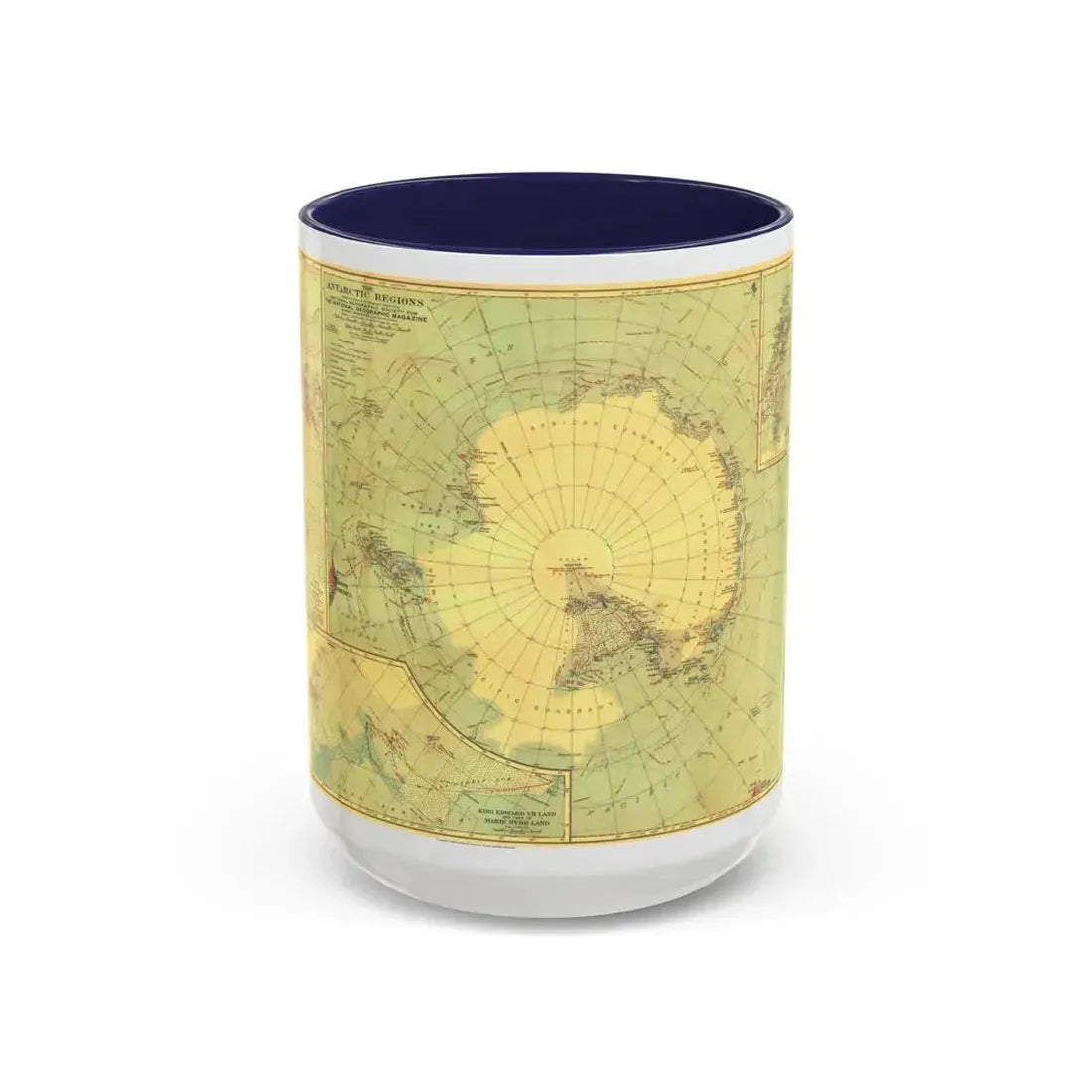 Antarctic Regions (1932) (Map) Accent Coffee Mug 15oz Navy - Go Mug Yourself