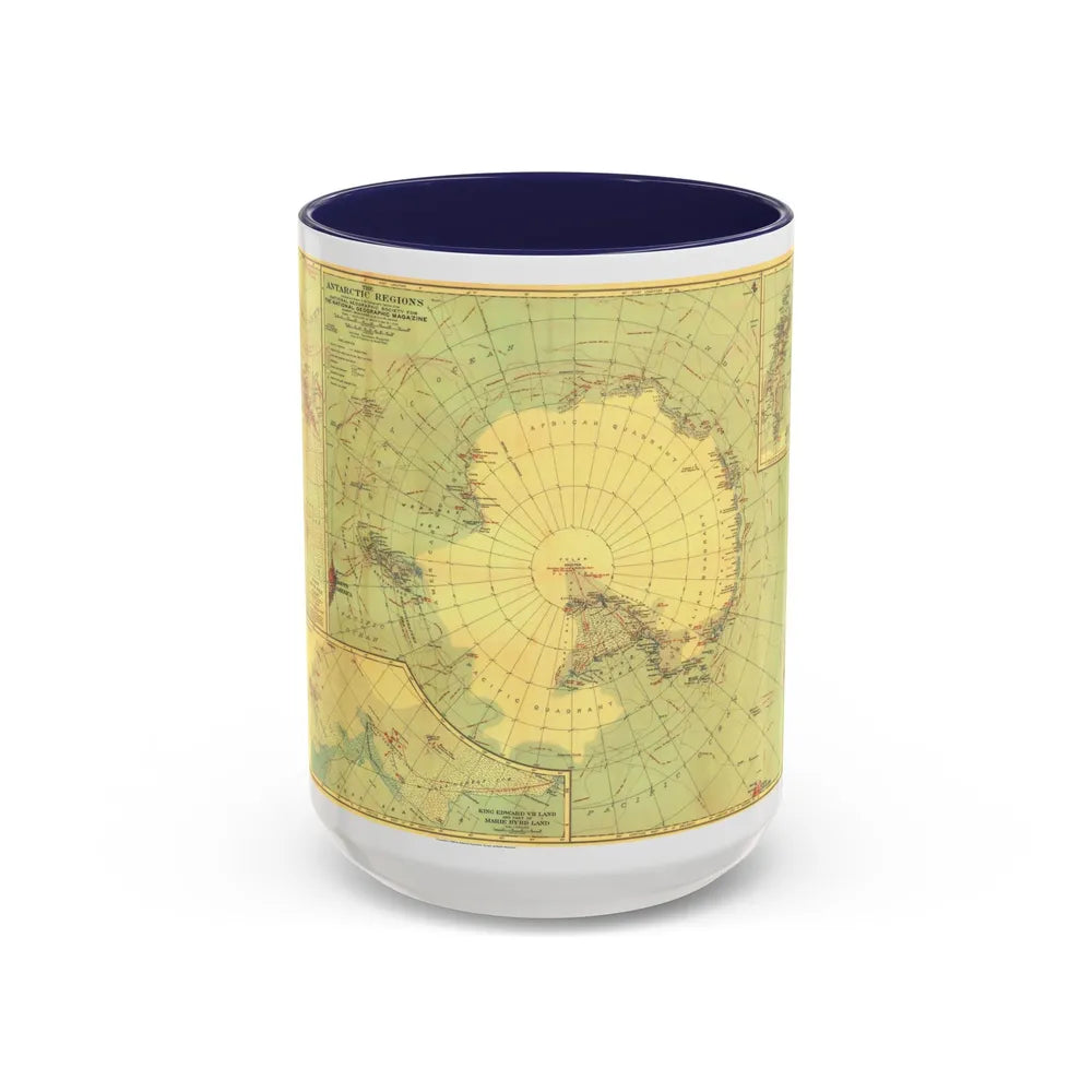 Antarctic Regions (1932) (Map) Accent Coffee Mug-15oz-Navy-Go Mug Yourself