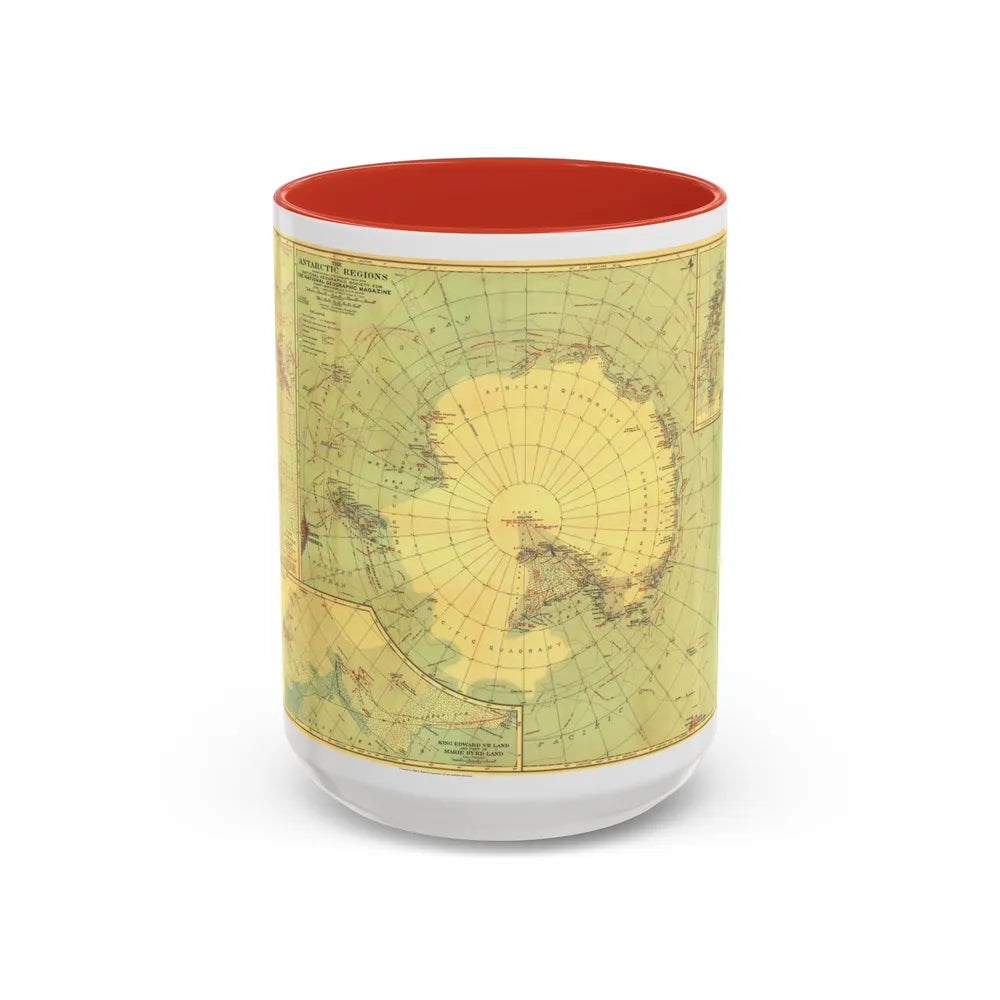 Antarctic Regions (1932) (Map) Accent Coffee Mug-15oz-Red-Go Mug Yourself