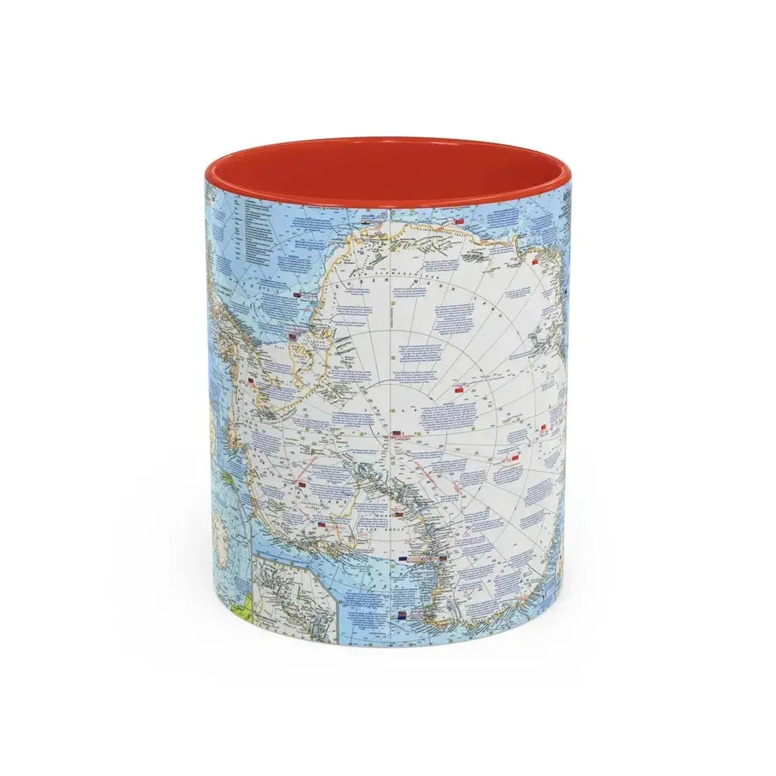 Antarctica (1963) (Map) Accent Coffee Mug 11oz Red - Go Mug Yourself