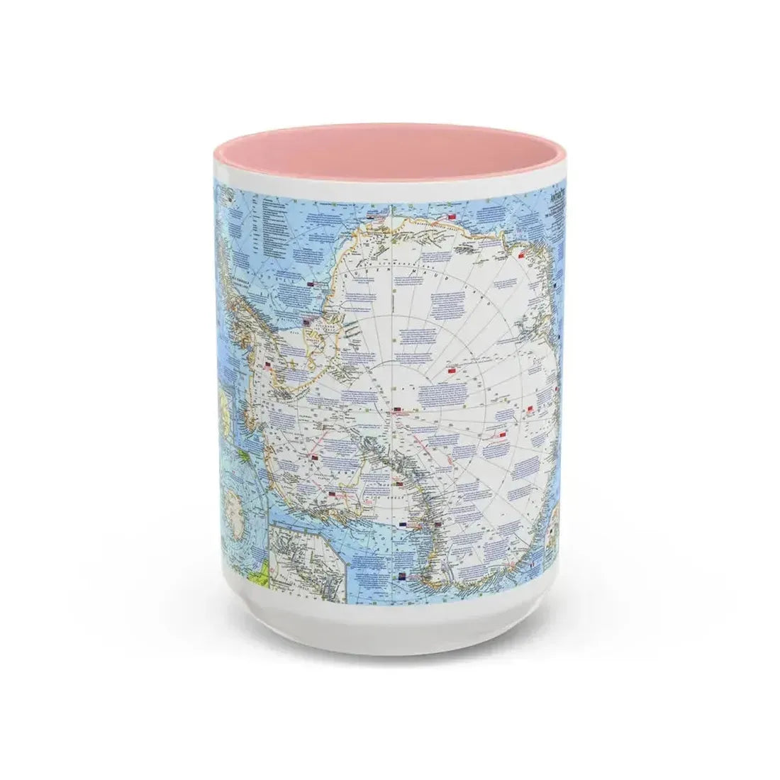 Antarctica (1963) (Map) Accent Coffee Mug 15oz Pink - Go Mug Yourself