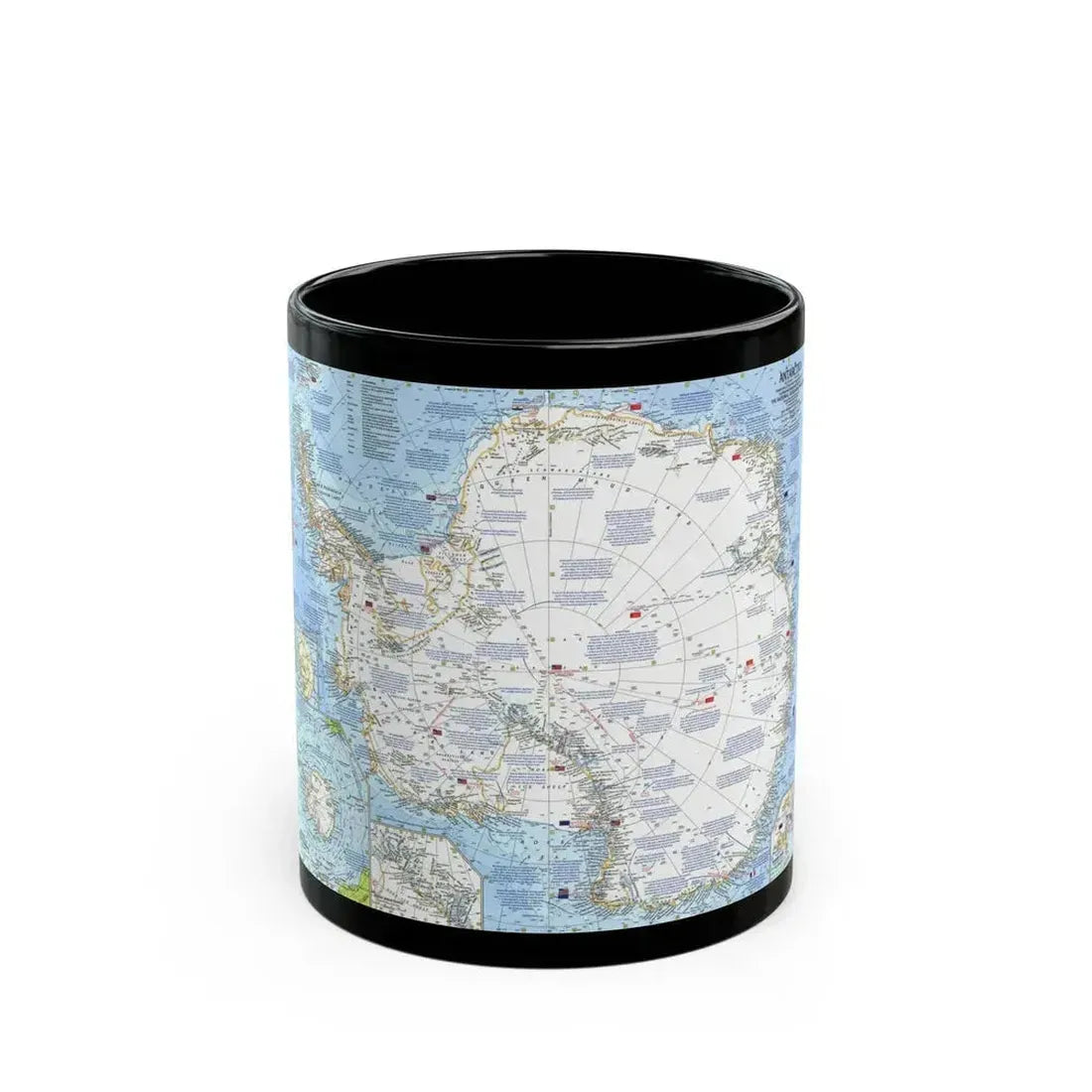 Antarctica (1963) (Map) Black Coffee Mug 11oz - Go Mug Yourself