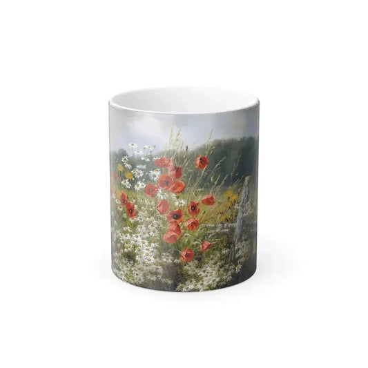 Anthonore Christensen (1849-1926) Poppies and Daisies - Oil on Canvas 1903 - Color Changing Mug 11oz 11oz - Go Mug Yourself