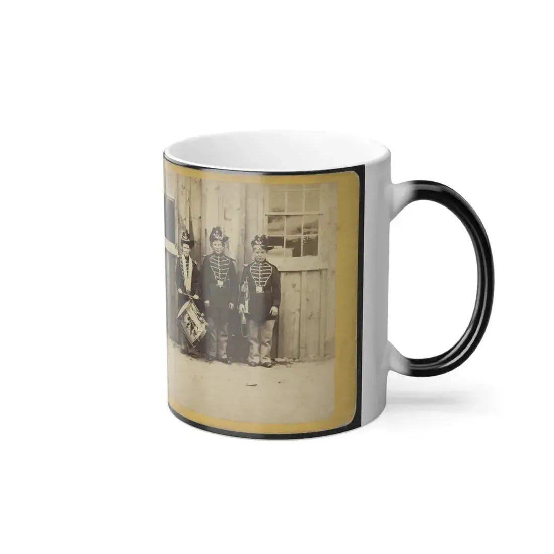 Anthony's Stereoscopic Views. No. 1471, Three Drummer Boys (Now at Ft. Hamilton) Who Have Been in 9 Battles of the Rebellion (U.S. Civil War) Color Changing Coffee Mug 11oz - Go Mug Yourself
