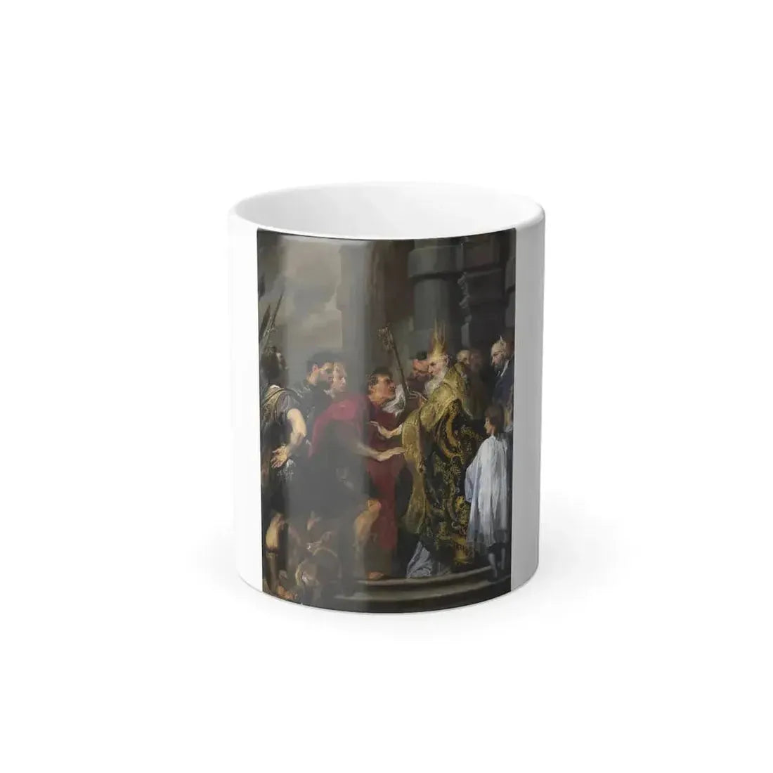 Anthony van Dyck (1599-1641) Saint Ambrose barring Theodosius I from Milan Cathedral - Oil on Canvas c16-0 - Color Changing Mug 11oz 11oz - Go Mug Yourself