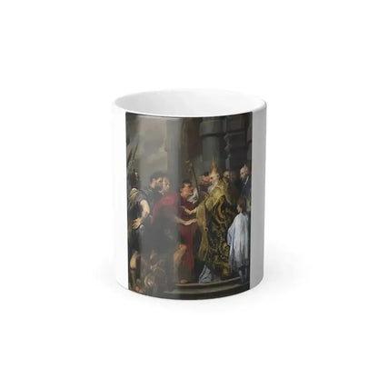 Anthony van Dyck (1599-1641) Saint Ambrose barring Theodosius I from Milan Cathedral - Oil on Canvas c16-0 - Color Changing Mug 11oz 11oz - Go Mug Yourself