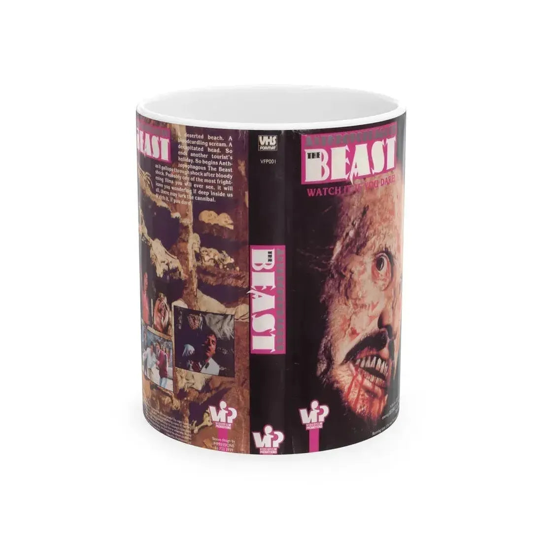 ANTHROPOPHAGOUS THE BEAST VIP (VHS COVER) - White Coffee Mug 11oz - Go Mug Yourself
