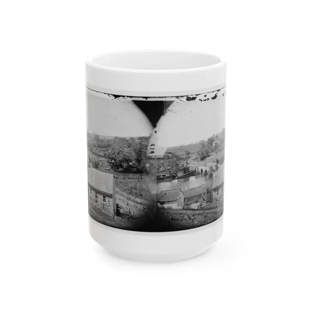 Antietam, Maryland. Antietam Bridge, Eastern View (U.S. Civil War) White Coffee Mug 15oz - Go Mug Yourself
