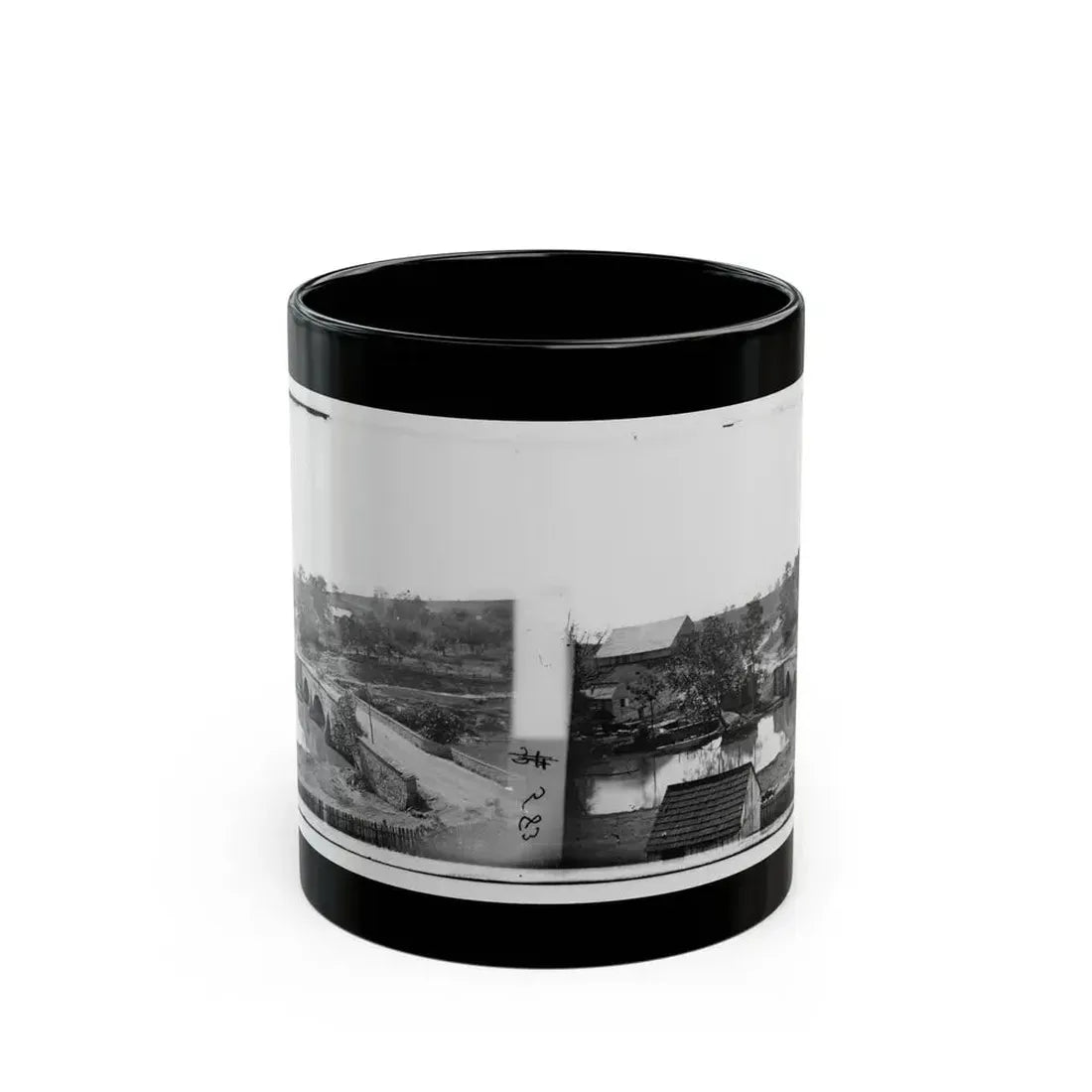 Antietam, Maryland. Antietam Bridge, Looking Across Stream (U.S. Civil War) Black Coffee Mug 11oz - Go Mug Yourself