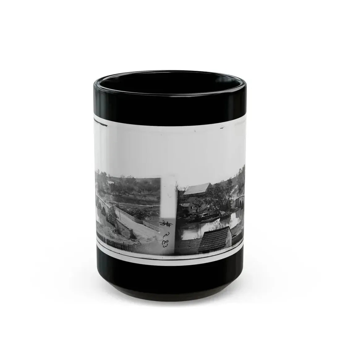 Antietam, Maryland. Antietam Bridge, Looking Across Stream (U.S. Civil War) Black Coffee Mug 15oz - Go Mug Yourself