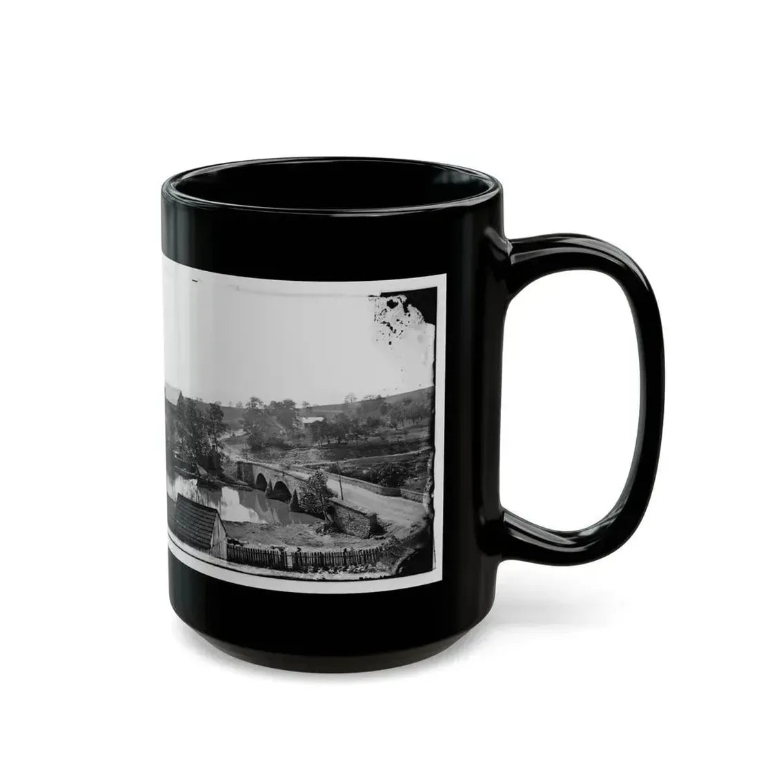 Antietam, Maryland. Antietam Bridge, Looking Across Stream (U.S. Civil War) Black Coffee Mug - Go Mug Yourself