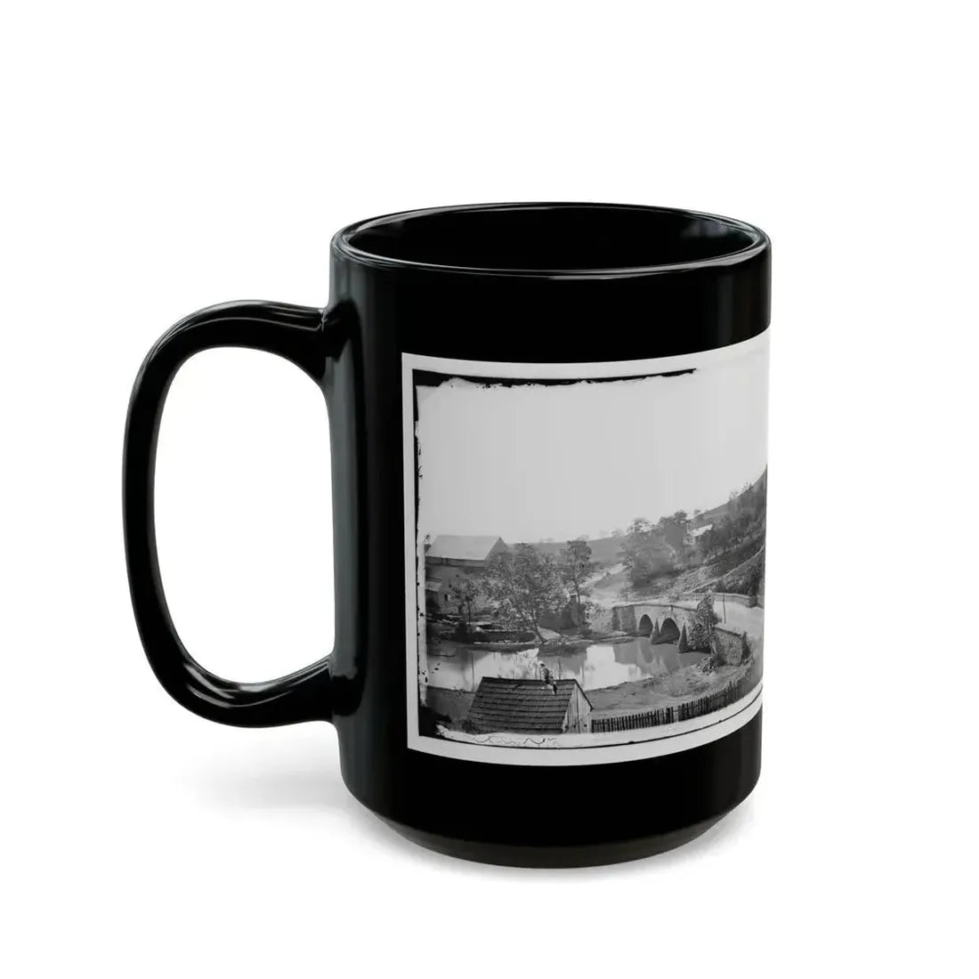 Antietam, Maryland. Antietam Bridge, Looking Across Stream (U.S. Civil War) Black Coffee Mug - Go Mug Yourself