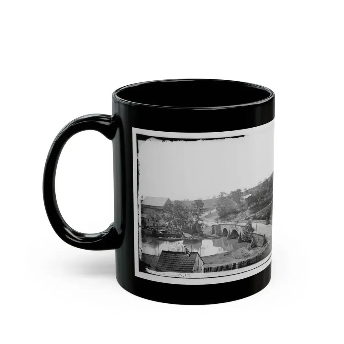 Antietam, Maryland. Antietam Bridge, Looking Across Stream (U.S. Civil War) Black Coffee Mug - Go Mug Yourself