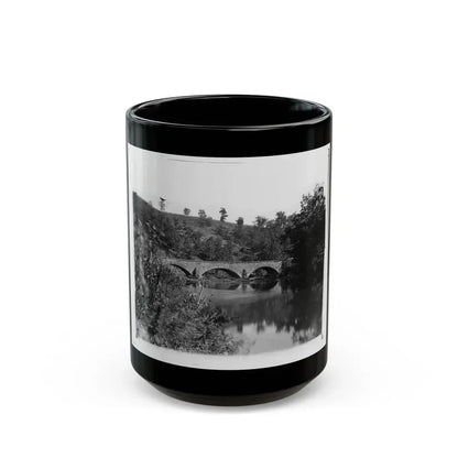 Antietam, Maryland. Antietam Bridge Looking Down Stream (U.S. Civil War) Black Coffee Mug 15oz - Go Mug Yourself
