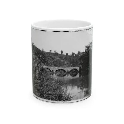 Antietam, Maryland. Antietam Bridge, Looking Down Stream (U.S. Civil War) White Coffee Mug 11oz - Go Mug Yourself