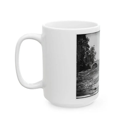 Antietam, Maryland. Antietam Bridge On Sharpsburg And Boonsboro Turnpike (U.S. Civil War) White Coffee Mug - Go Mug Yourself