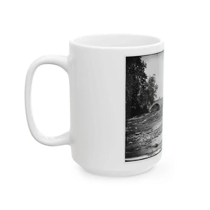 Antietam, Maryland. Antietam Bridge On Sharpsburg And Boonsboro Turnpike (U.S. Civil War) White Coffee Mug - Go Mug Yourself
