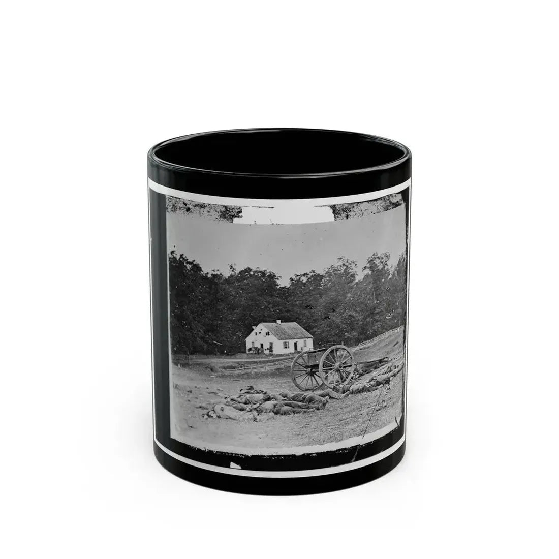 Antietam, Maryland. Bodies In Front Of The Dunker Church (U.S. Civil War) Black Coffee Mug 11oz - Go Mug Yourself