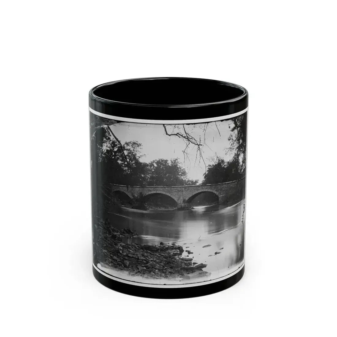 Antietam, Maryland. Burnside Bridge Across The Antietam. Southwest View (U.S. Civil War) Black Coffee Mug 11oz - Go Mug Yourself
