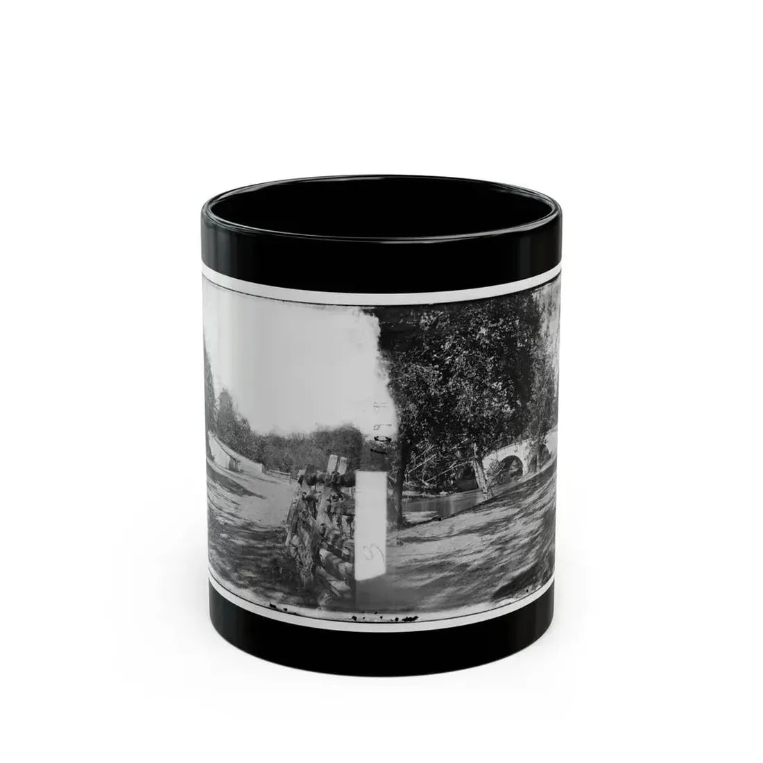 Antietam, Maryland. Burnside Bridge From The Southeast (U.S. Civil War) Black Coffee Mug 11oz - Go Mug Yourself