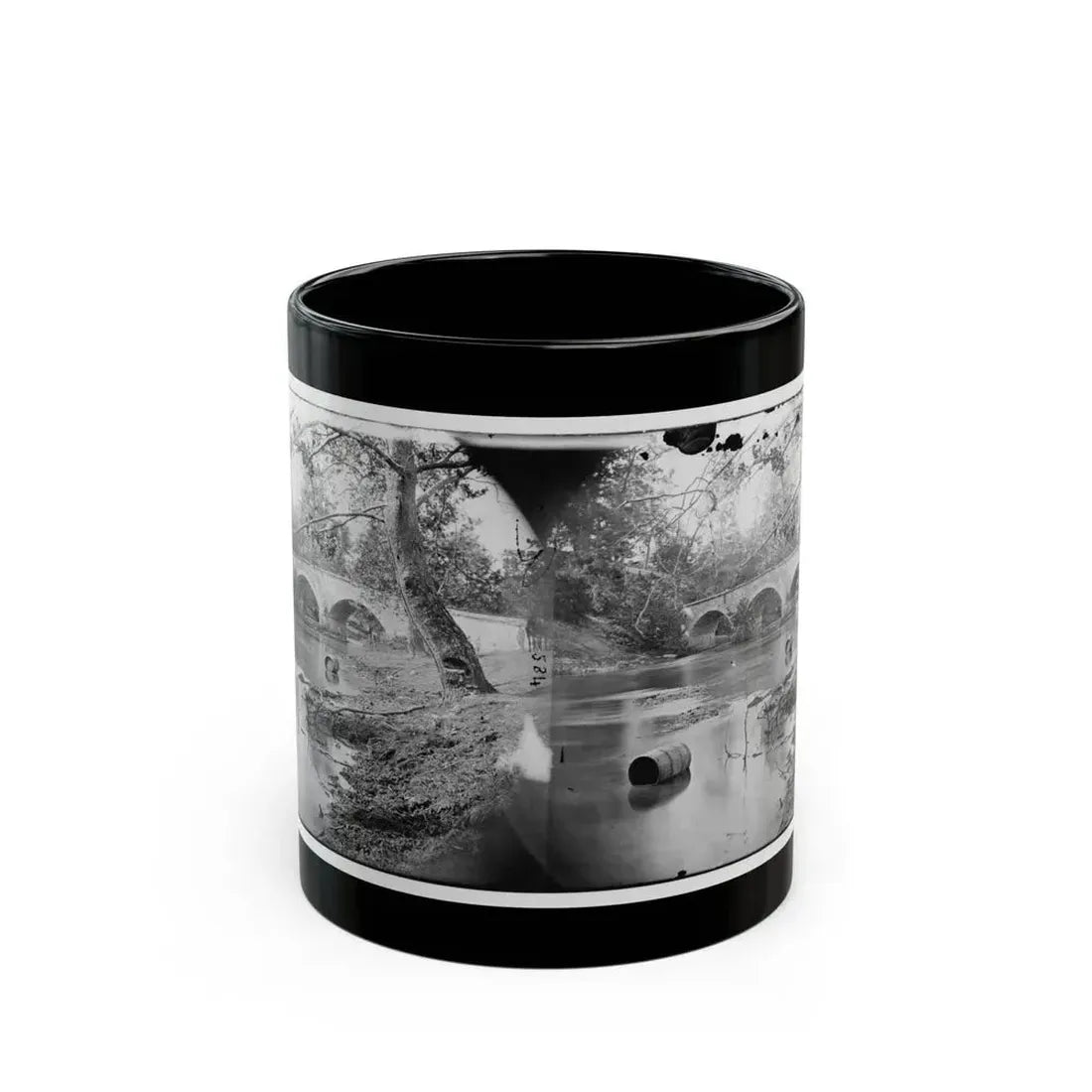 Antietam, Maryland. Burnside Bridge, Looking Up Stream (U.S. Civil War) Black Coffee Mug 11oz - Go Mug Yourself
