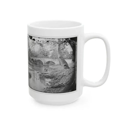 Antietam, Maryland. Burnside Bridge, Looking Up Stream (U.S. Civil War) White Coffee Mug - Go Mug Yourself