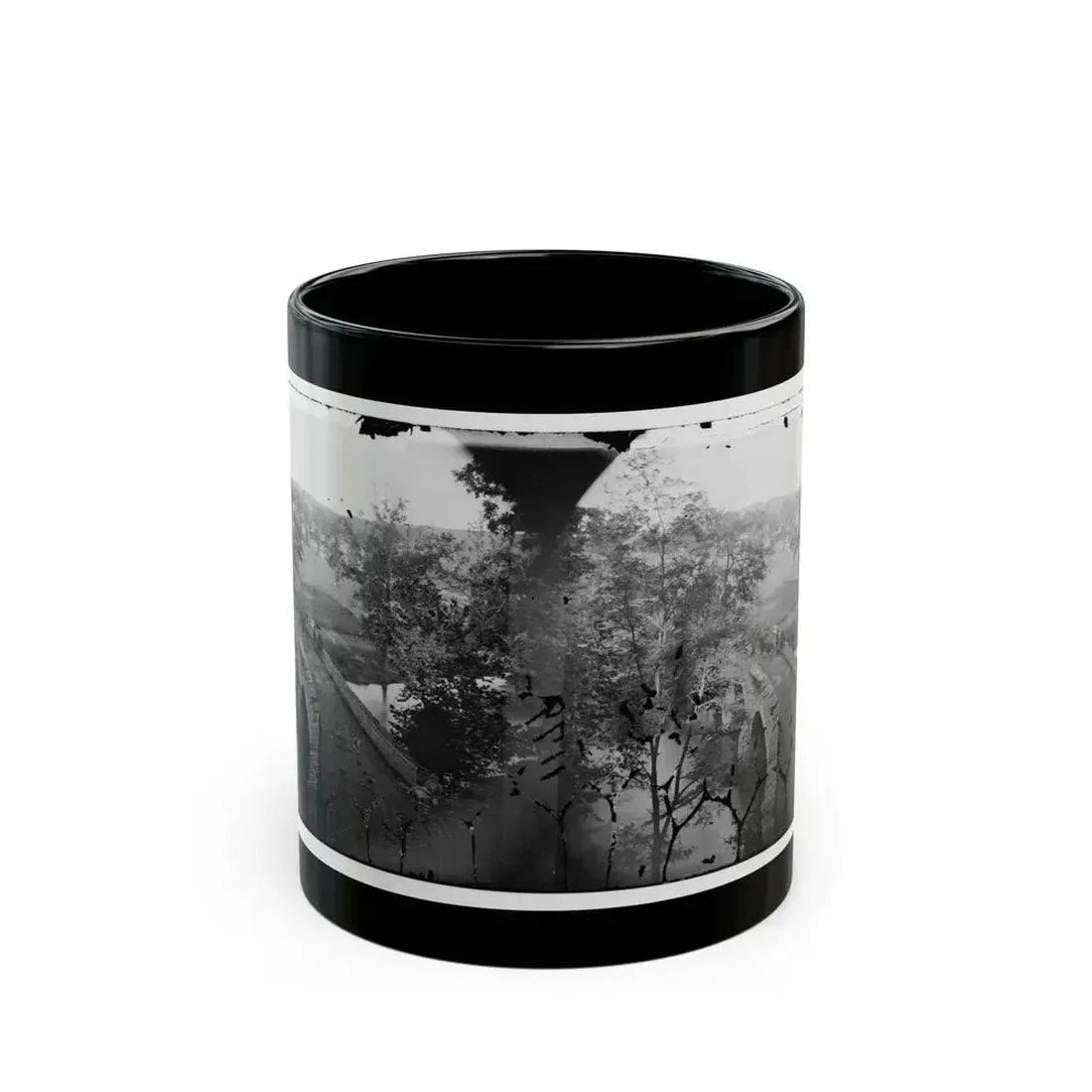 Antietam, Maryland. Burnside Bridge. Photographed From A Tree (U.S. Civil War) Black Coffee Mug 11oz - Go Mug Yourself