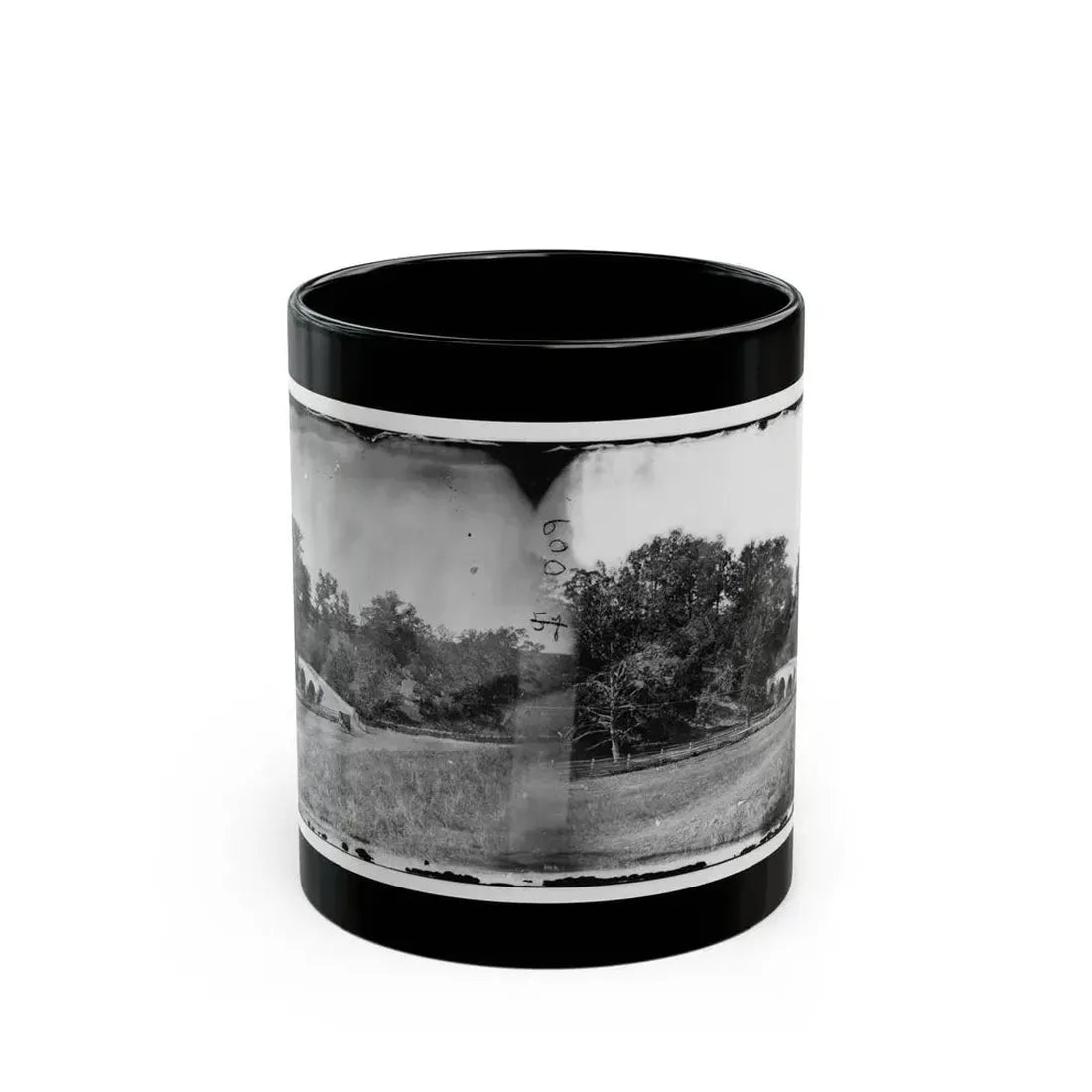 Antietam, Maryland. Burnside Bridge. Southeastern View (U.S. Civil War) Black Coffee Mug 11oz - Go Mug Yourself