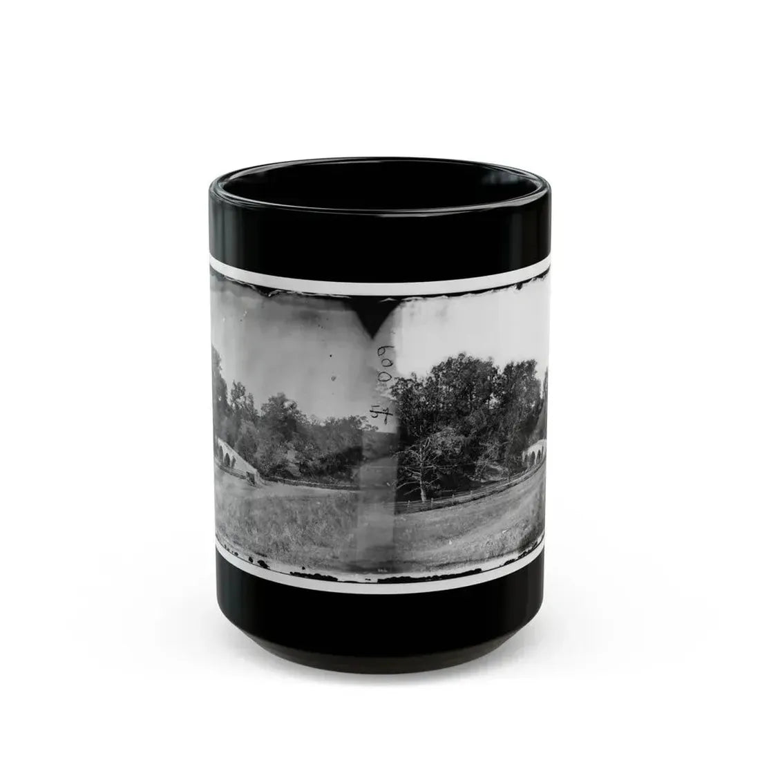 Antietam, Maryland. Burnside Bridge. Southeastern View (U.S. Civil War) Black Coffee Mug 15oz - Go Mug Yourself