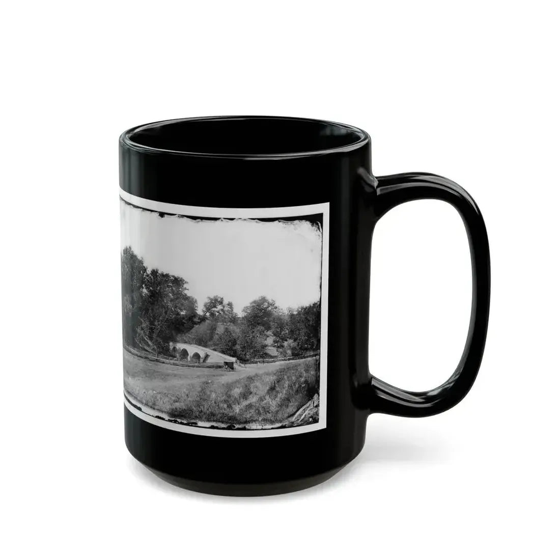 Antietam, Maryland. Burnside Bridge. Southeastern View (U.S. Civil War) Black Coffee Mug - Go Mug Yourself