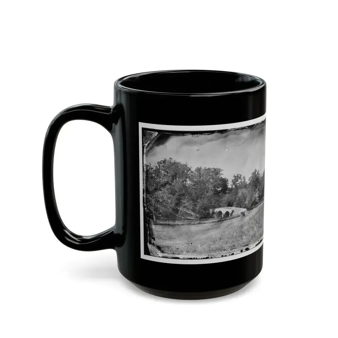 Antietam, Maryland. Burnside Bridge. Southeastern View (U.S. Civil War) Black Coffee Mug - Go Mug Yourself